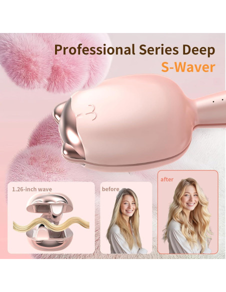 Ondulador de Cabello Iónico Rovy 32 mm Rosa, 4 Temperaturas