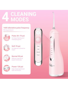 Irrigador bucal inalámbrico JNGOODS M159-Pro 300ml IPX7 Rosa 2