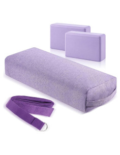 Set de Yoga PullCrease: Cojín, 2 Bloques y Correa Violeta