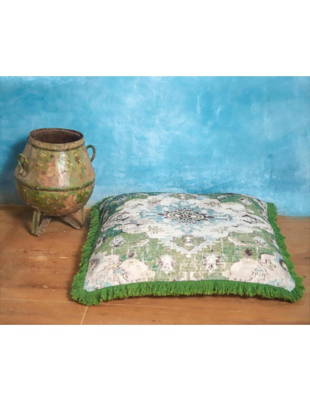 Funda de Almohada Cuadrada 66cm Mandala Life ART Algodón Verde