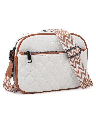 Bolso Cruzado Pequeño de Cuero PU para Mujeres - Blanco