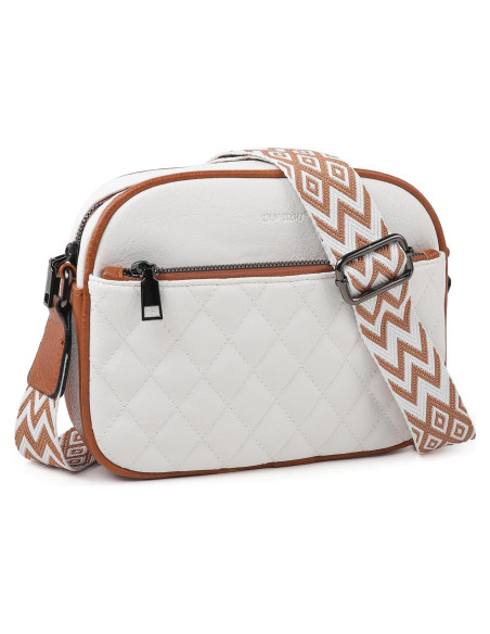 Bolso Cruzado Pequeño de Cuero PU para Mujeres - Blanco