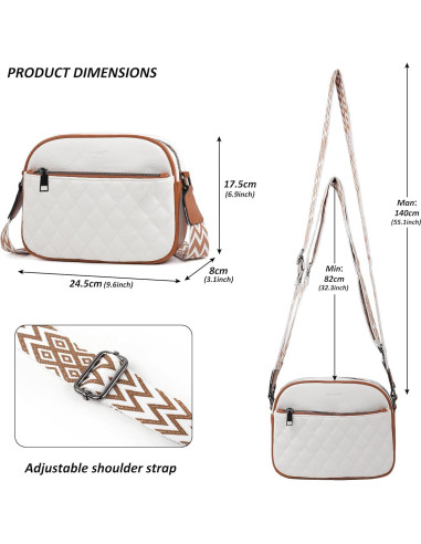 Bolso Cruzado Pequeño de Cuero PU para Mujeres - Blanco