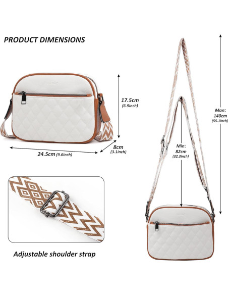 Bolso Cruzado Pequeño de Cuero PU para Mujeres - Blanco