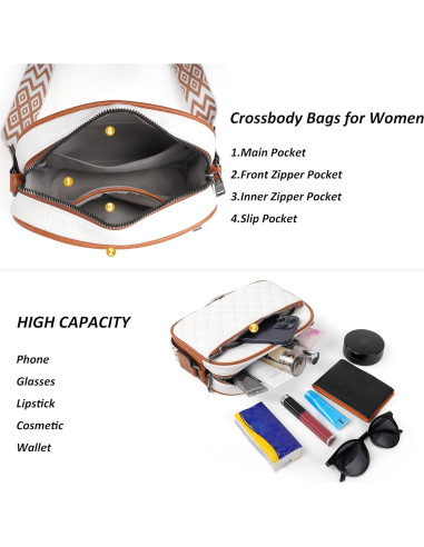 Bolso Cruzado Pequeño de Cuero PU para Mujeres - Blanco