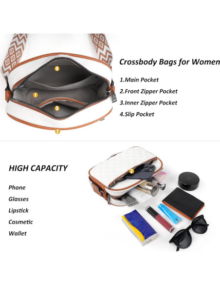 Bolso Cruzado Pequeño de Cuero PU para Mujeres - Blanco