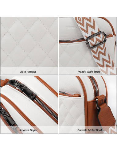 Bolso Cruzado Pequeño de Cuero PU para Mujeres - Blanco
