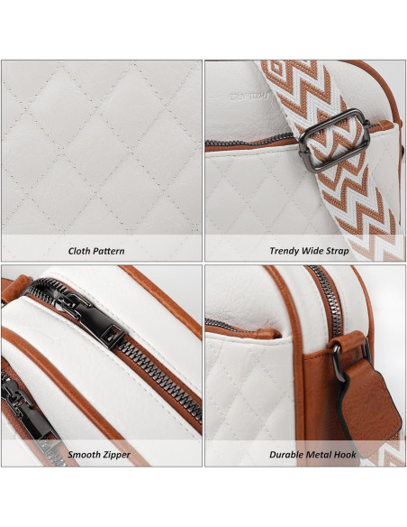 Bolso Cruzado Pequeño de Cuero PU para Mujeres - Blanco