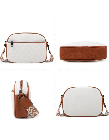 Bolso Cruzado Pequeño de Cuero PU para Mujeres - Blanco