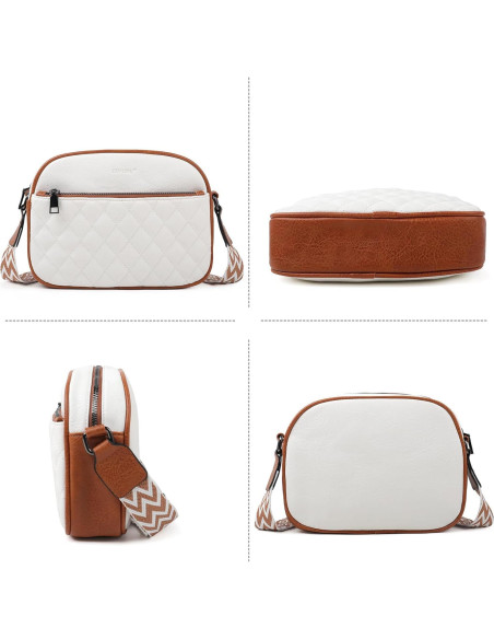 Bolso Cruzado Pequeño de Cuero PU para Mujeres - Blanco