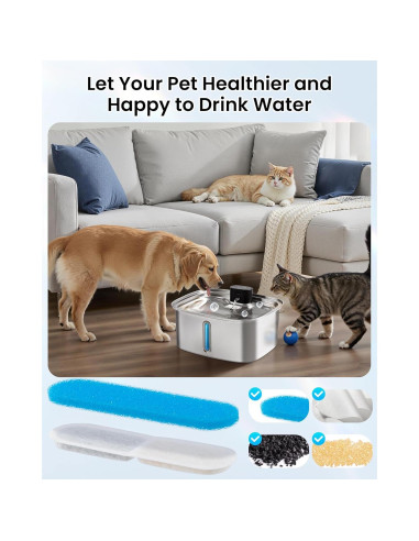 Dispensador de Agua Automático para Perros Vacqueen 10L Acero Inoxidable