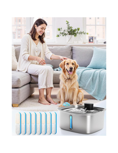 Dispensador de Agua Automático para Perros Vacqueen 10L Acero Inoxidable