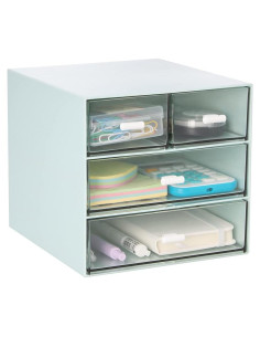 Organizador de Escritorio LETURE con 4 Cajones Plástico Azul