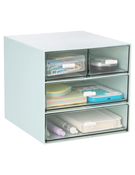 Organizador de Escritorio LETURE con 4 Cajones Plástico Azul