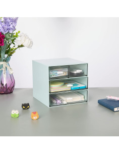 Organizador de Escritorio LETURE con 4 Cajones Plástico Azul 2