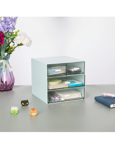 Organizador de Escritorio LETURE con 4 Cajones Plástico Azul