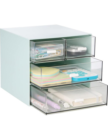 Organizador de Escritorio LETURE con 4 Cajones Plástico Azul