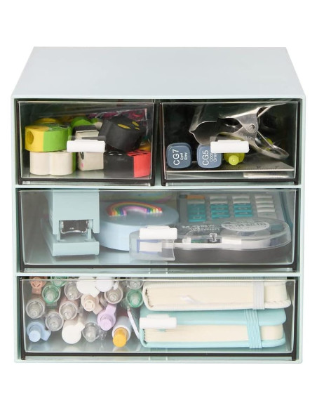 Organizador de Escritorio LETURE con 4 Cajones Plástico Azul