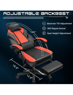 Silla de Juego Meilocar con Reposapiés y Masaje 150kg 2