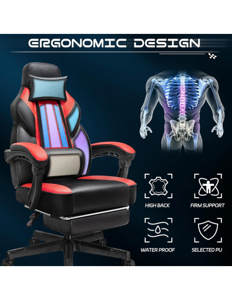 Silla de Juego Meilocar con Reposapiés y Masaje 150kg