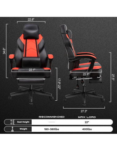 Silla de Juego Meilocar con Reposapiés y Masaje 150kg
