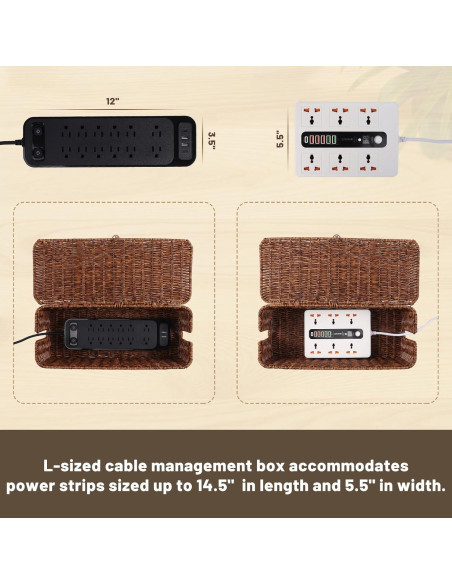 Caja de Gestión de Cables Brownlily Rattan 40x16 cm