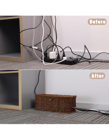 Caja de Gestión de Cables Brownlily Rattan 40x16 cm