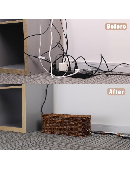 Caja de Gestión de Cables Brownlily Rattan 40x16 cm