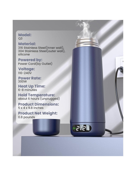 Hervidor Eléctrico Portátil Nicewell Q3 370ml Doble Voltaje