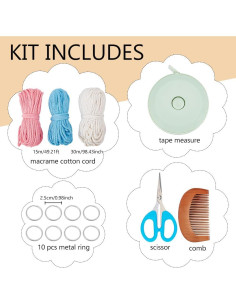 Kit de Llaveros de Macramé ACRNIGHEET 10 Piezas Multicolor 2