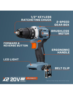 Taladro Atornillador Inalámbrico SENIX 20V Max 1/2" Motor Sin Escobillas 2