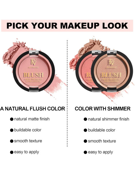Rubor en Polvo FV Brillo Nude 4.8 g - Larga Duración y Resistente