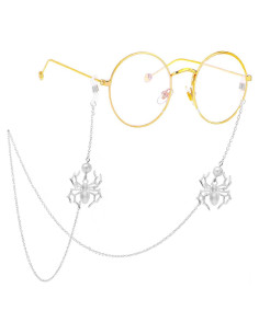 Cadena de Gafas Gótica Unisex Plata 78cm con Colgante Araña