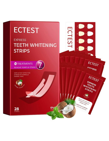 Tiras Blanqueadoras ECTEST para Dientes Sensibles - 28 Tiras Sabor Coco