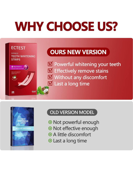 Tiras Blanqueadoras ECTEST para Dientes Sensibles - 28 Tiras Sabor Coco