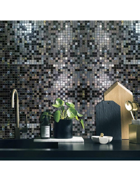 10 Hojas Azulejo Autoadhesivo Sanyeskkiy 30.48x30.48cm Gris