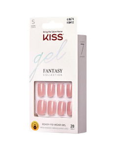 KISS Uñas Postizas Gel Fantasy Ribbons Rosa Cortas 28 Uñas 2