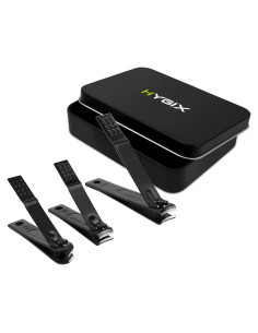 Juego de Cortauñas HYGIX en Estuche de Aluminio Negro - Acero Inoxidable