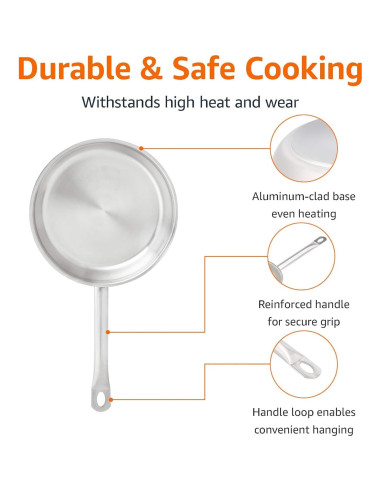 Juego de Sartenes de Acero Inoxidable 3 Piezas Amazon Basics