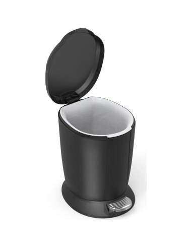 Basurero Compacto de Plástico 6L simplehuman Negro Redondo