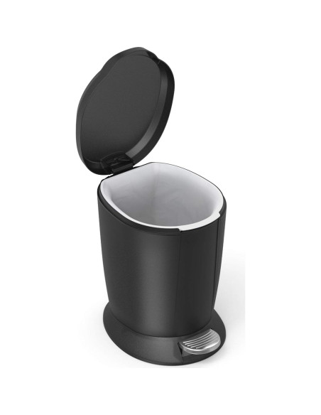Basurero Compacto de Plástico 6L simplehuman Negro Redondo
