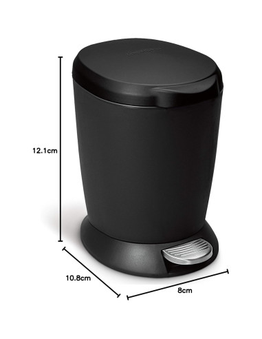 Basurero Compacto de Plástico 6L simplehuman Negro Redondo