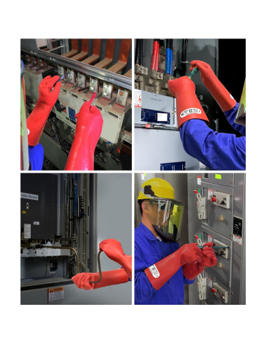 Guantes Eléctricos Aislantes Coolneon 12kV Tamaño 10 Rojo