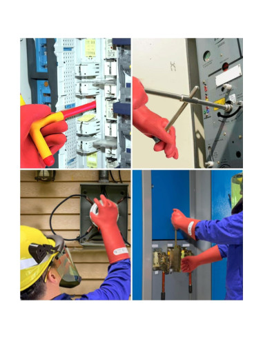 Guantes Eléctricos Aislantes Coolneon 12kV Tamaño 10 Rojo