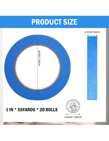 Cinta de Pintor Azul 1" EFOK - 20 Rollos x 50.29m - 1006.56m