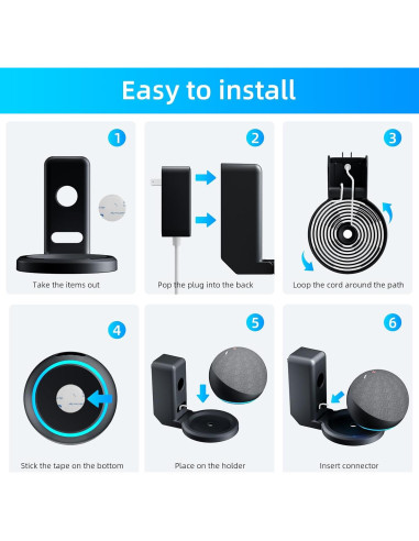 Soporte de Montaje en Pared AFGHOA para Echo Dot 5ta/4ta Gen - Negro