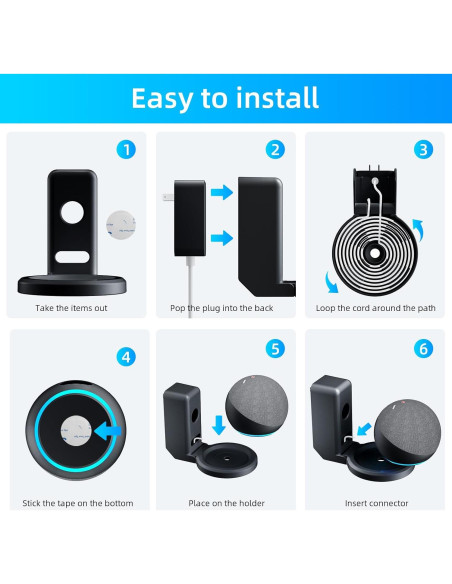 Soporte de Montaje en Pared AFGHOA para Echo Dot 5ta/4ta Gen - Negro