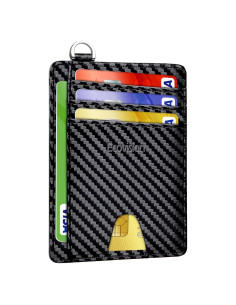 Billetera Minimalista EcoVision Slim con Bloqueo RFID - Fibra de Carbono Negra
