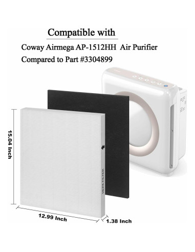 Filtro de Reemplazo Coway Airmega AP-1512HH - 4 Filtros H13 y Carbono