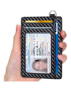 Billetera Minimalista EcoVision Slim con Bloqueo RFID - Fibra de Carbono Negra 2